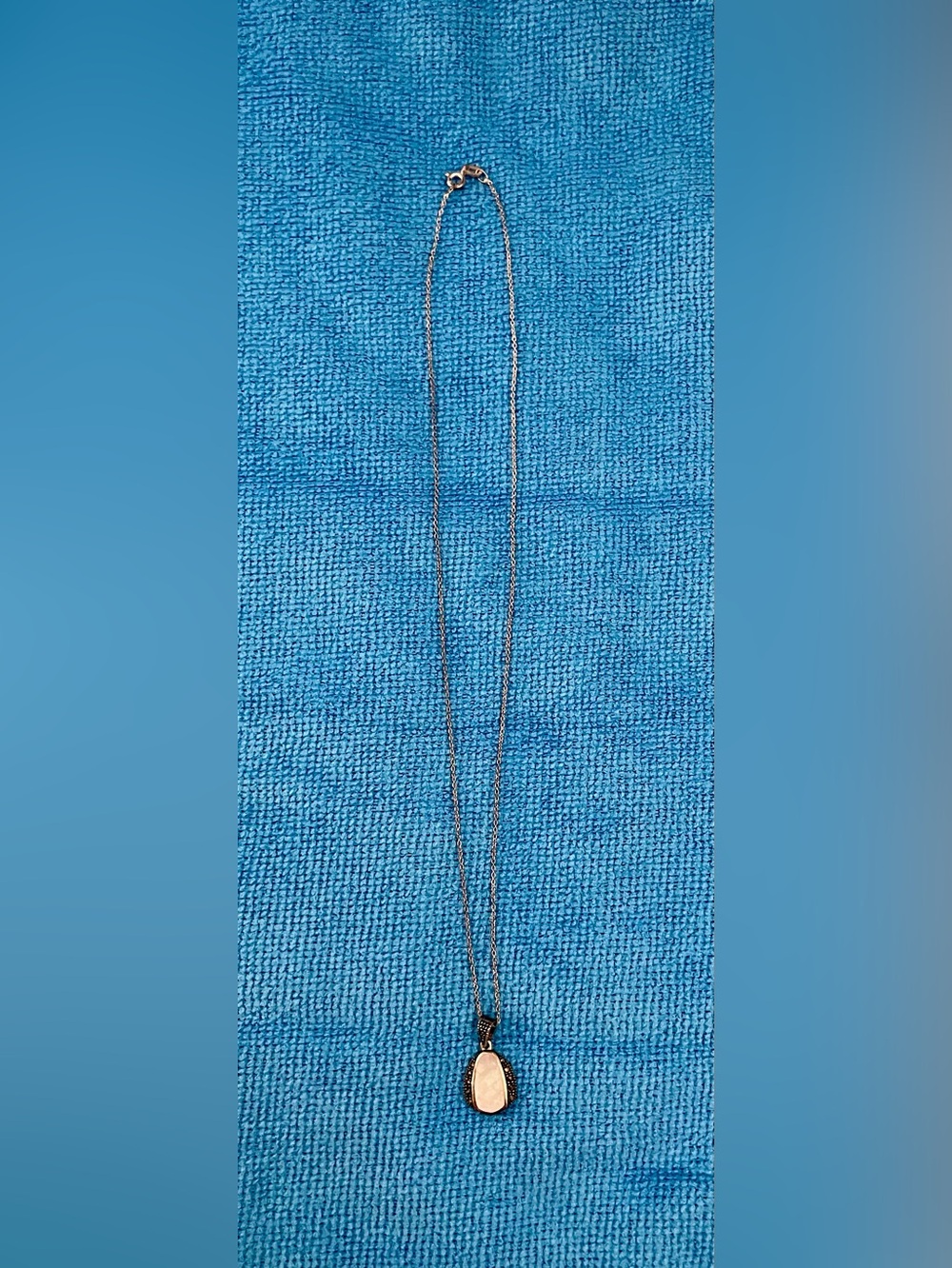 Marsala Vintage Sterling Silver Necklace W/Mother of Pearl Pendant